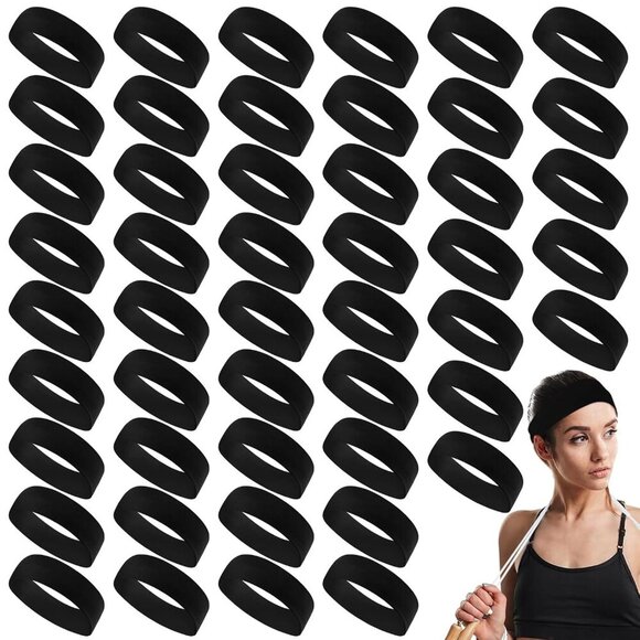 50 Pcs Elastic Headbands Women Sports Yoga Non Slip Soft Stretch Bulk Amazon.com : Hotop 50 Pcs Hair Headbands Bulk for Women Non  main image 2